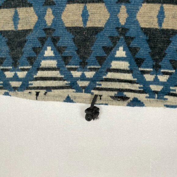 Vintage 90s Pazzo Fleece Aztec Geometric Native Diamond Print Blue Tan Hoodie - Picture 6 of 8